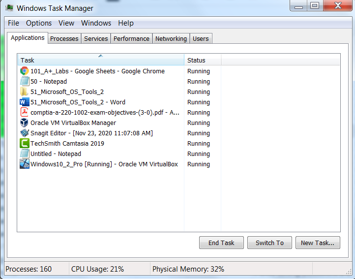 Using Windows Task Manager — A+ Lab | 101 Labs